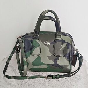 Coach Camouflage Satchel in Green and Black